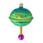 Teal Garden Nocturne | Hand-Painted Glass Ornament | Blubom 2025-120