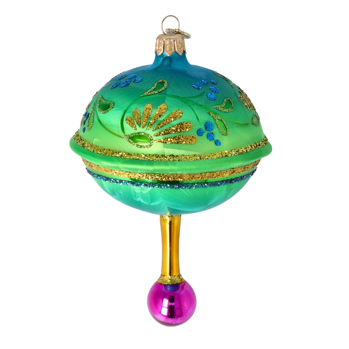 Teal Garden Nocturne | Hand-Painted Glass Ornament | Blubom 2025-120