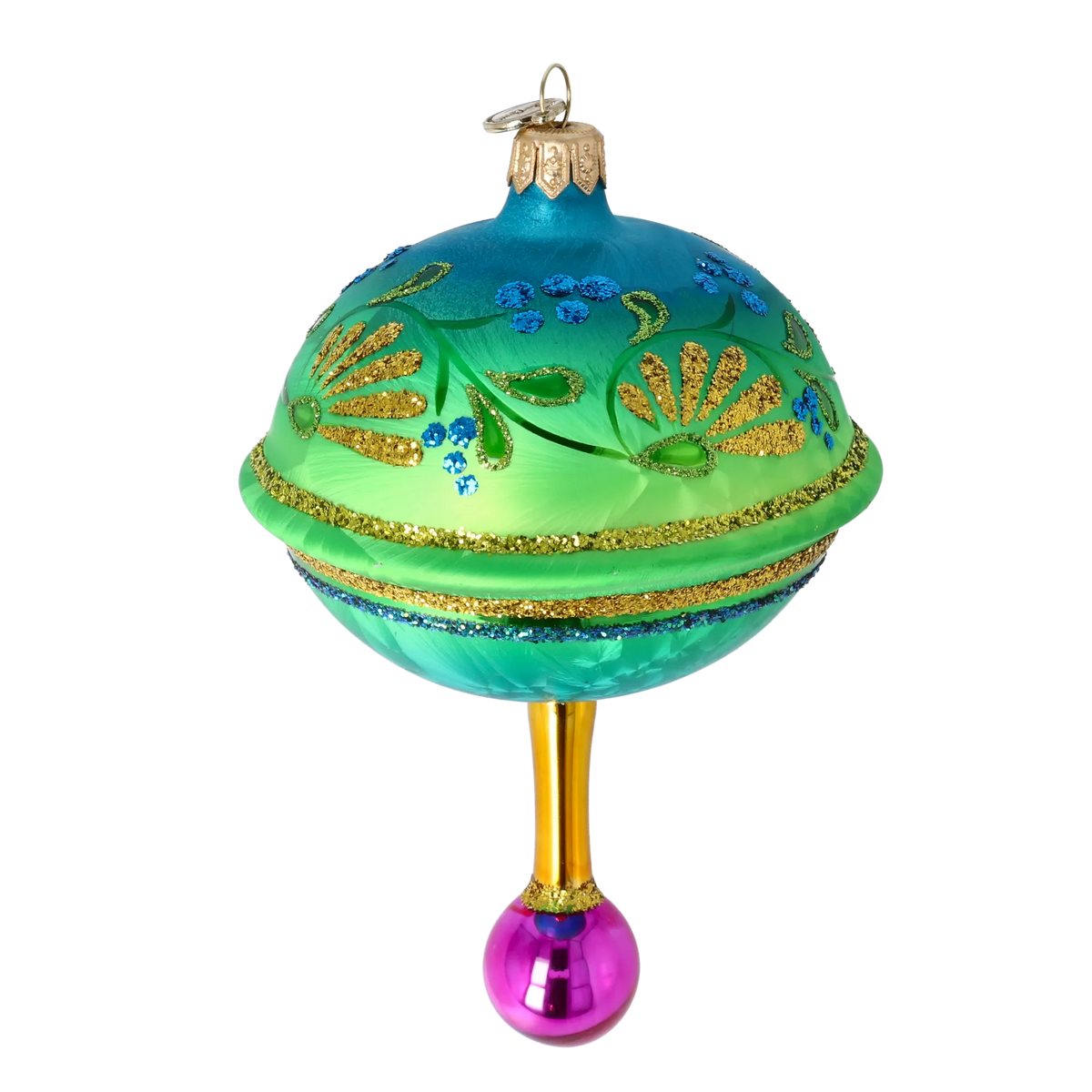 Teal Garden Nocturne | Hand-Painted Glass Ornament | Blubom 2025-120