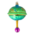 Teal Garden Nocturne | Hand-Painted Glass Ornament | Blubom 2025-120
