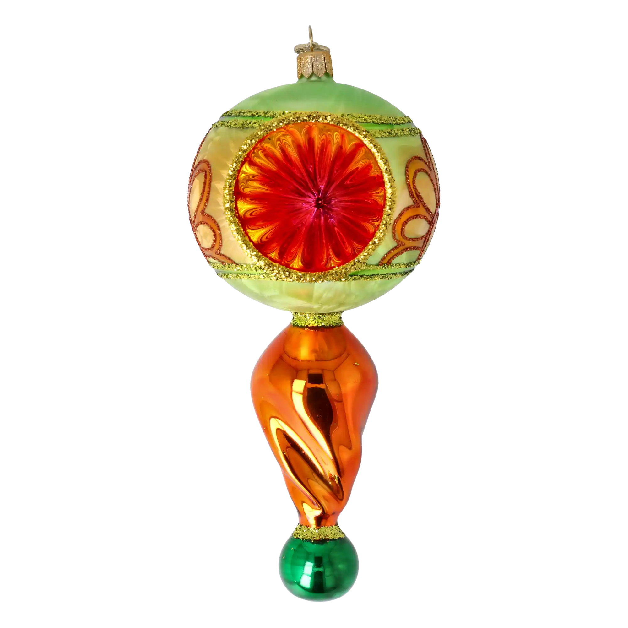 Retro Glass Reflector Ornament Golden Glow Handmade Glass Christmas ornament