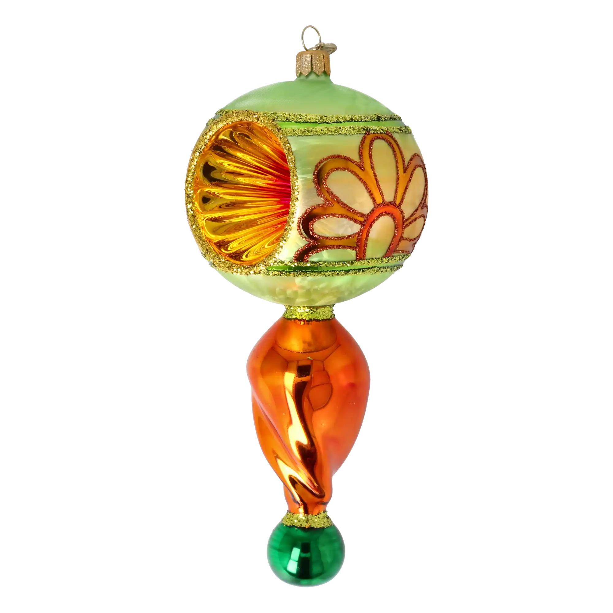 Retro Glass Reflector Ornament Golden Glow Handmade Glass Christmas ornament