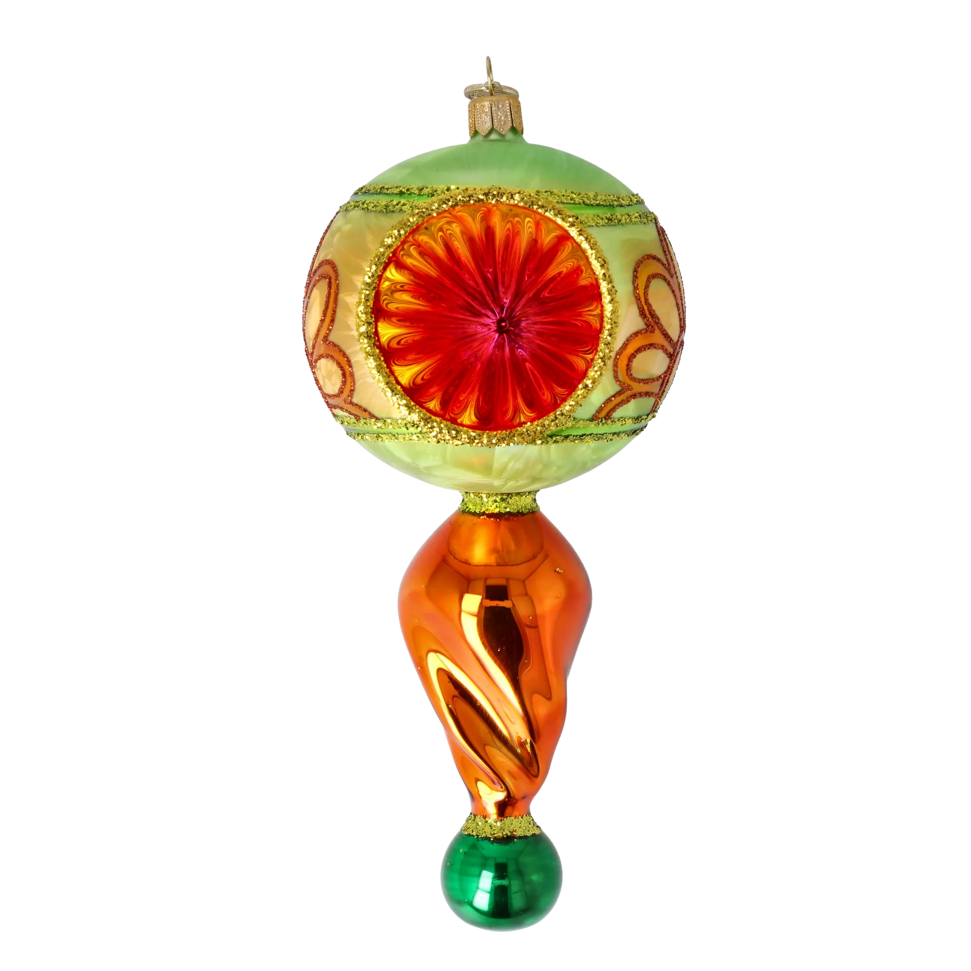 Saffron Moss Solstice | Hand-Painted Glass Ornament | Blubom 2025-122