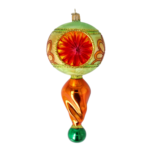 Saffron Moss Solstice | Hand-Painted Glass Ornament | Blubom 2025-122