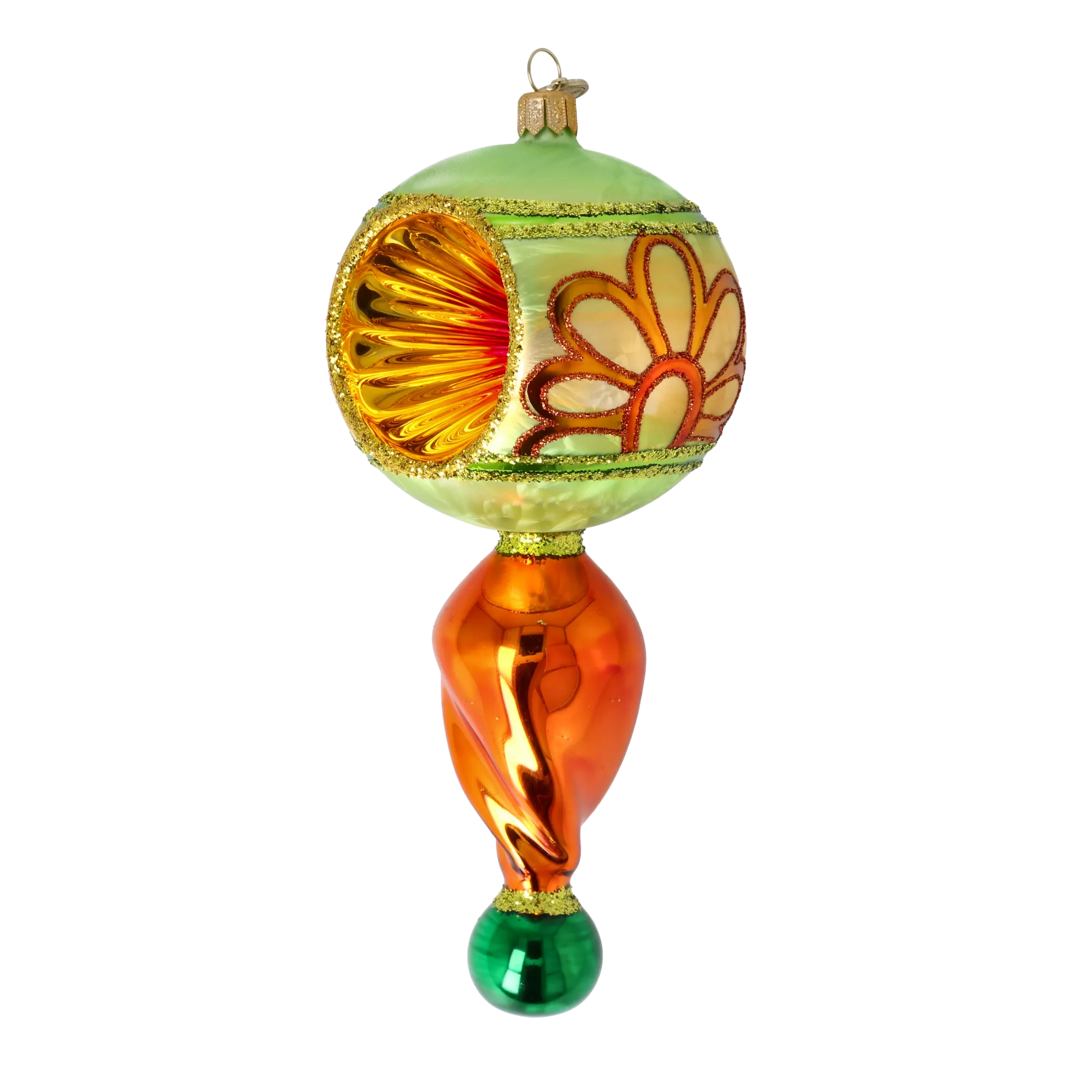 Saffron Moss Solstice | Hand-Painted Glass Ornament | Blubom 2025-122