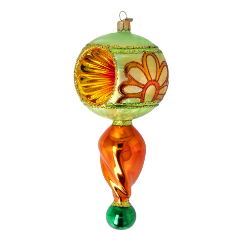 Saffron Moss Solstice | Hand-Painted Glass Ornament | Blubom 2025-122