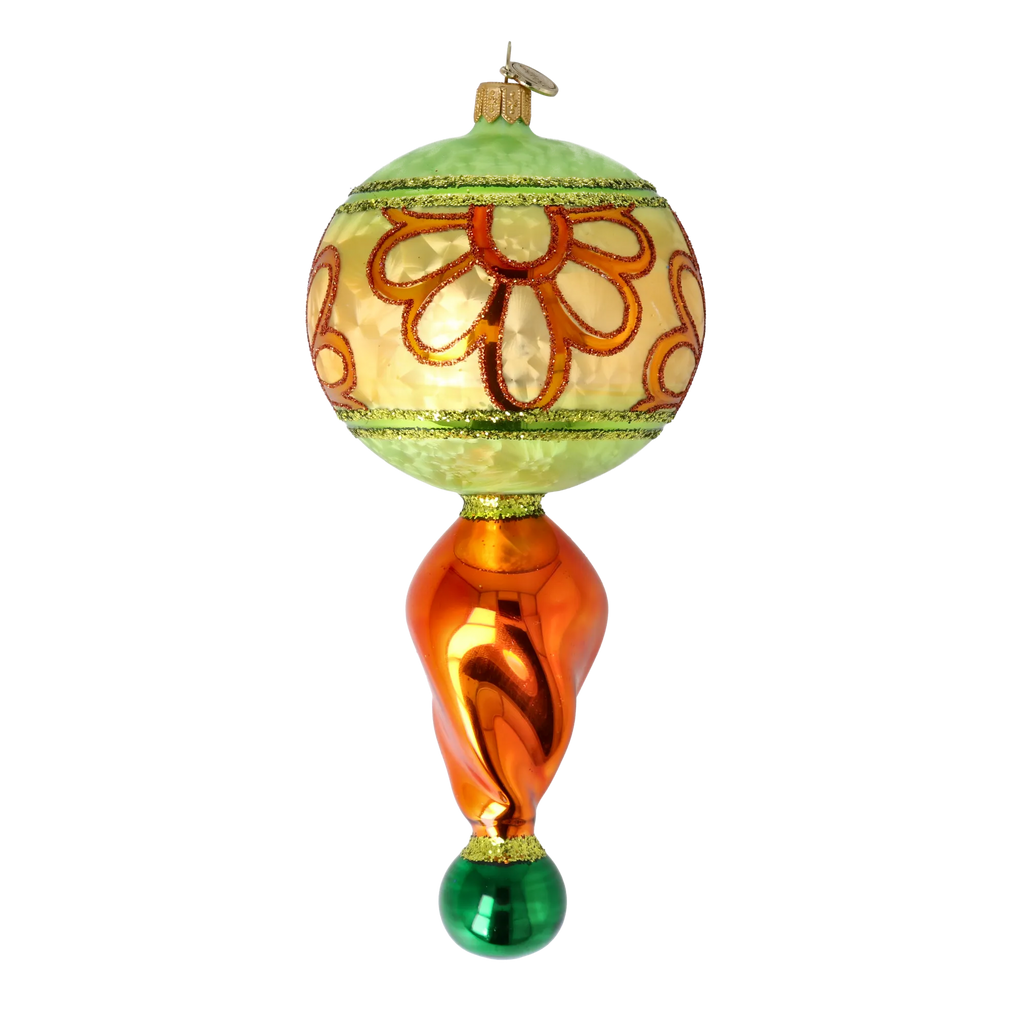Saffron Moss Solstice | Hand-Painted Glass Ornament | Blubom 2025-122