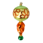 Saffron Moss Solstice | Hand-Painted Glass Ornament | Blubom 2025-122