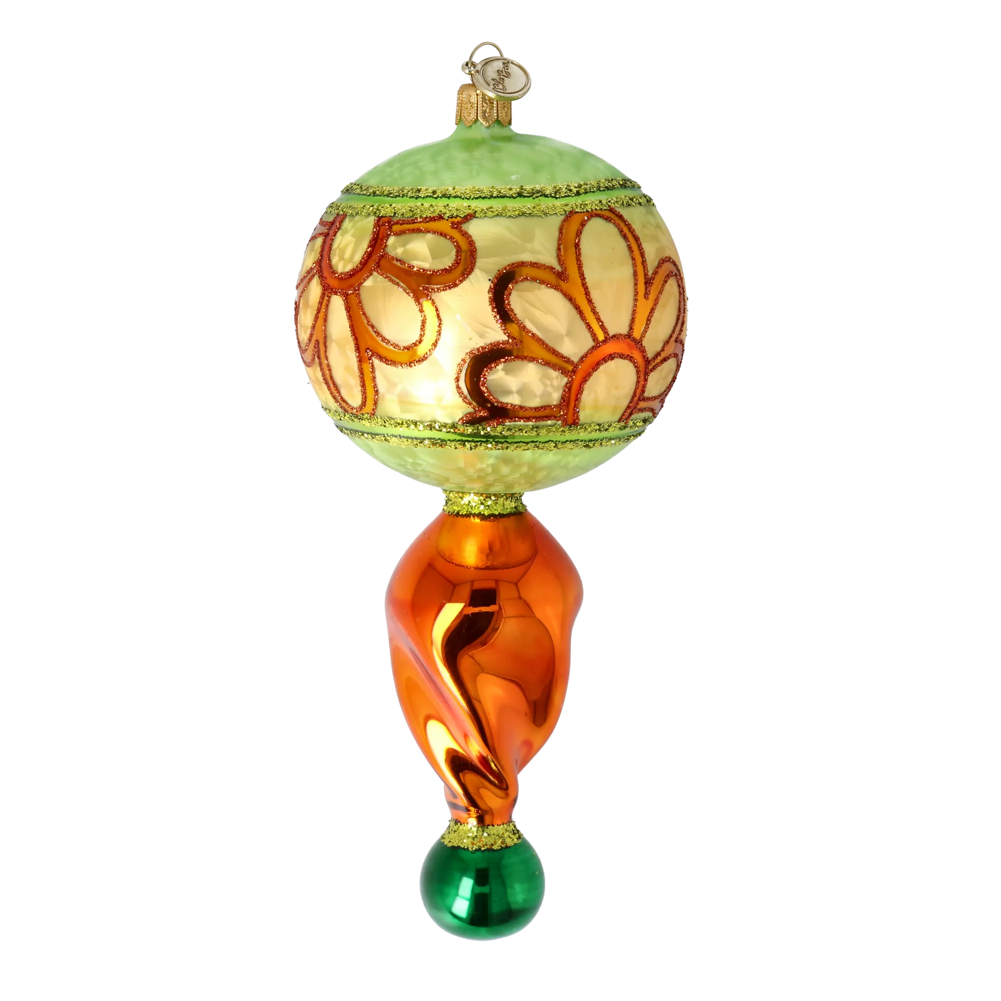 Saffron Moss Solstice | Hand-Painted Glass Ornament | Blubom 2025-122