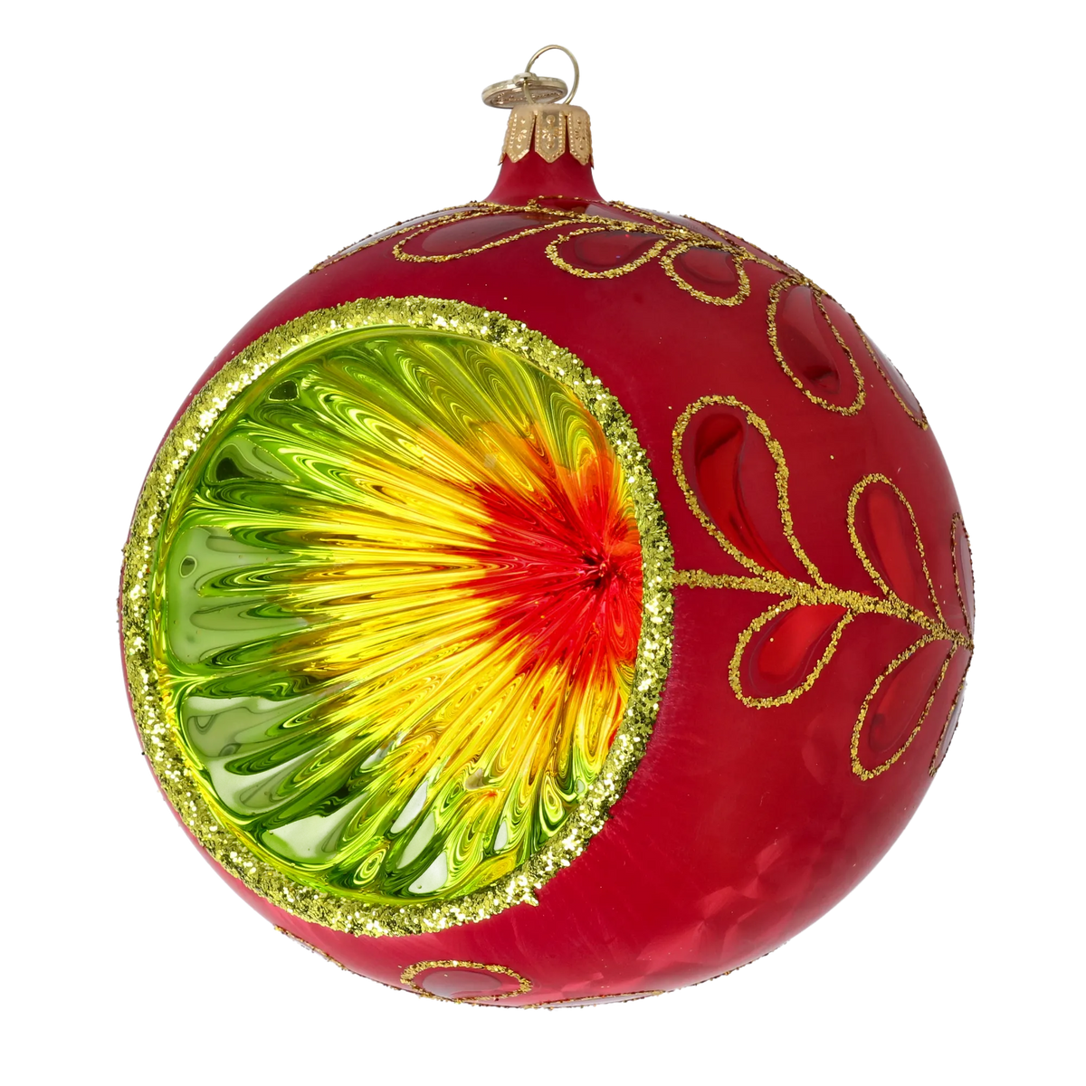 Crimson Solar Resonance | Hand-Painted Glass Ornament | Blubom 2025-123