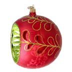 Crimson Solar Resonance | Hand-Painted Glass Ornament | Blubom 2025-123