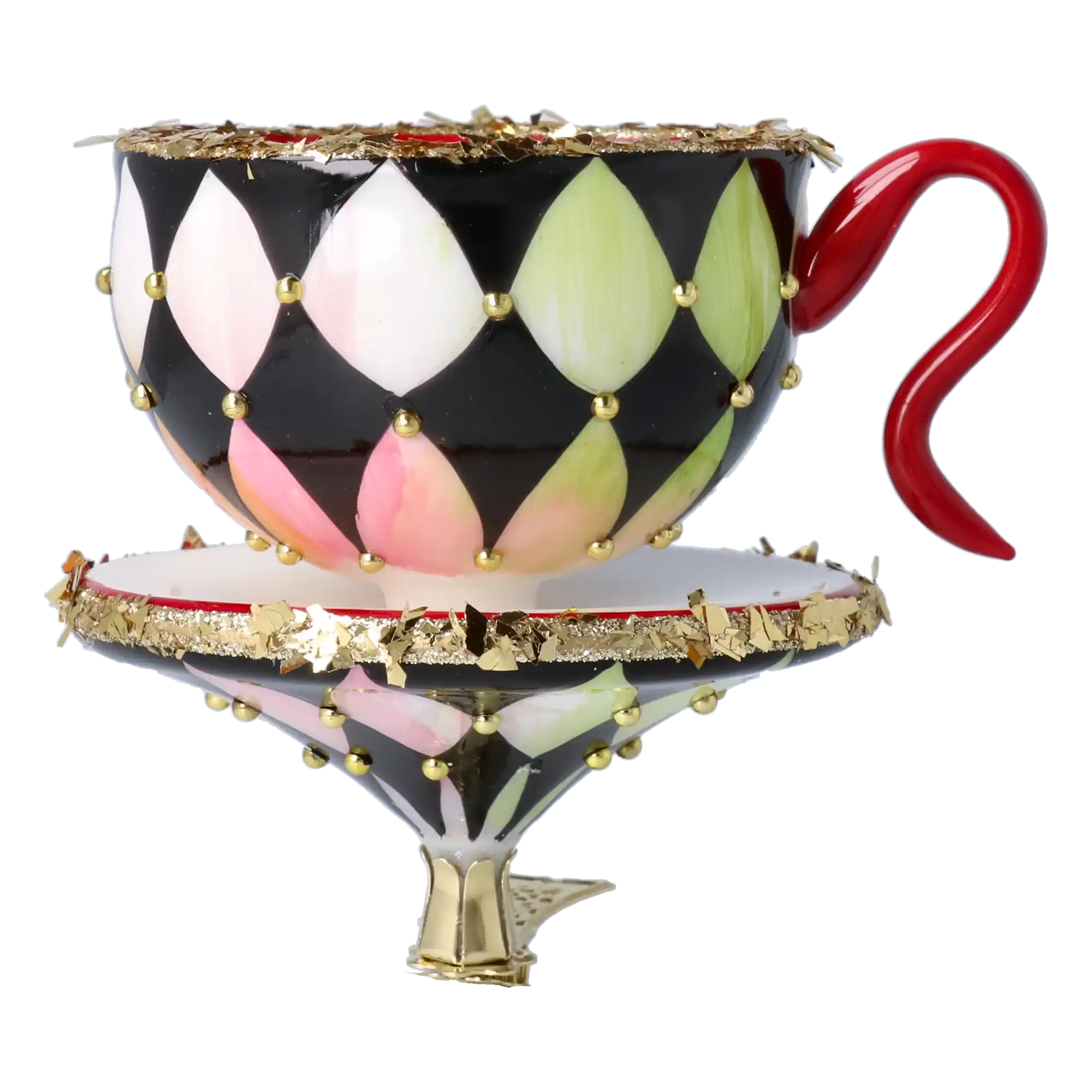 Royal Tea Delight Tea cup Ornament Handmade Glass Christmas ornament
