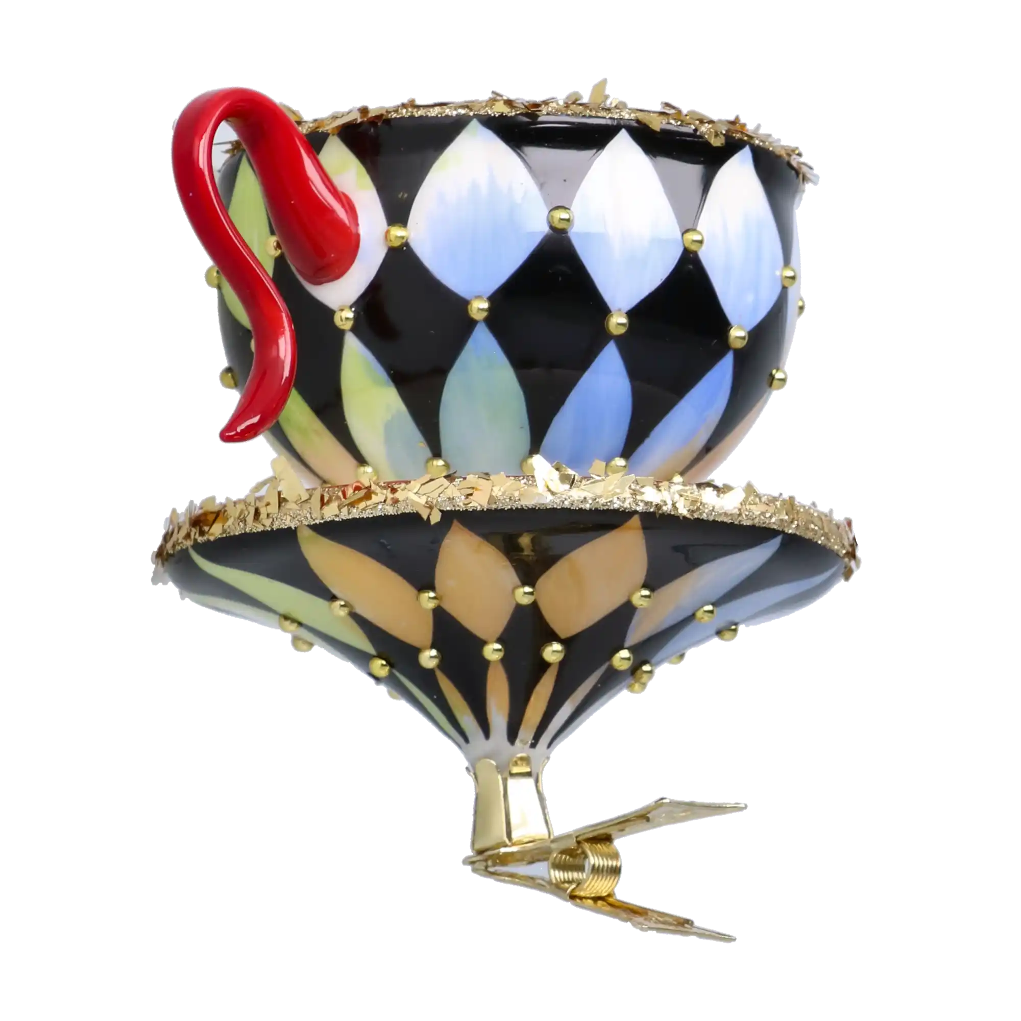 Royal Tea Delight Tea cup Ornament Handmade Glass Christmas ornament
