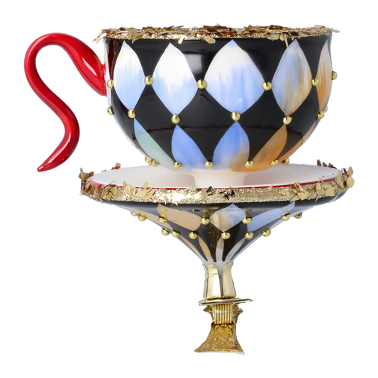 Royal Tea Delight Tea cup Ornament Handmade Glass Christmas ornament