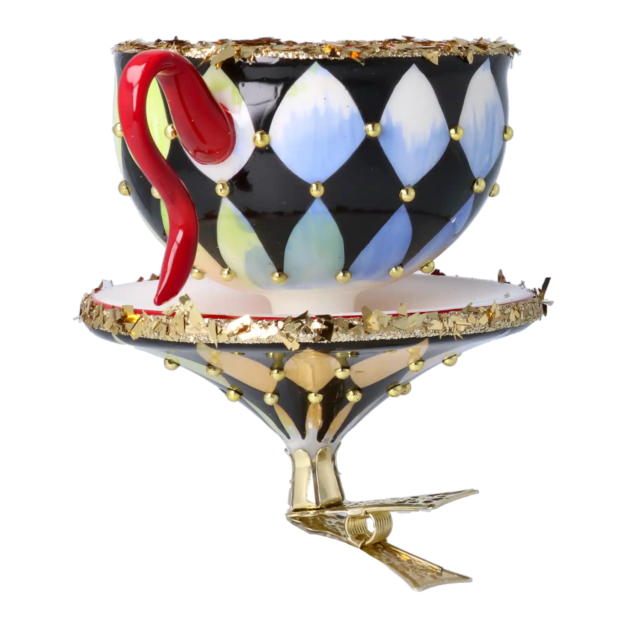 Royal Tea Delight Tea cup Ornament Handmade Glass Christmas ornament