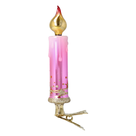 Gilded Pink Star Candle Premium christmas glass ornament 2025-127