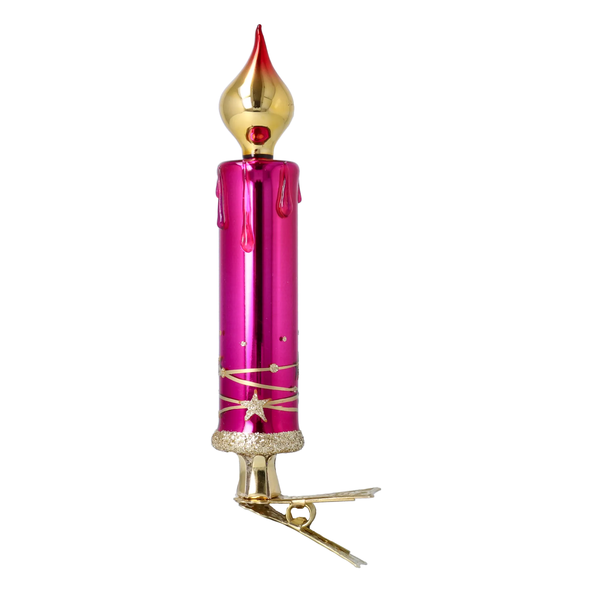 Fuchsia Gilded Candle Premium christmas glass ornament 2025-137
