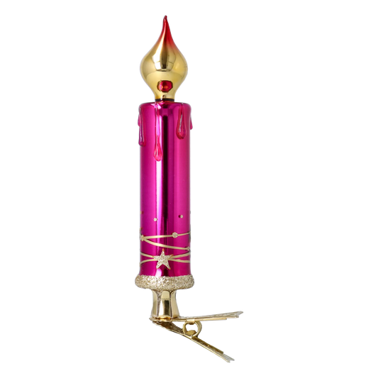 Fuchsia Gilded Candle Premium christmas glass ornament 2025-137