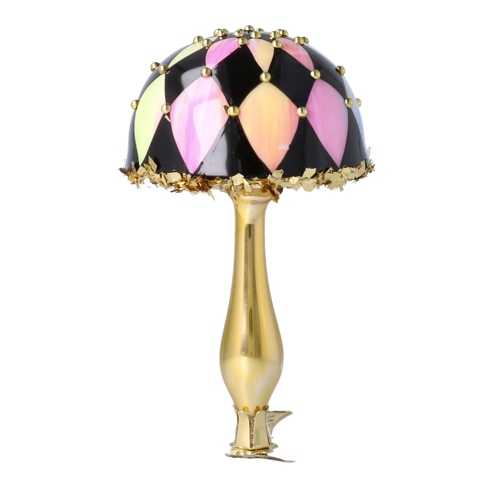 Harlequin Gilded Bloom | Hand-Painted Glass Ornament | Blubom 2025-164