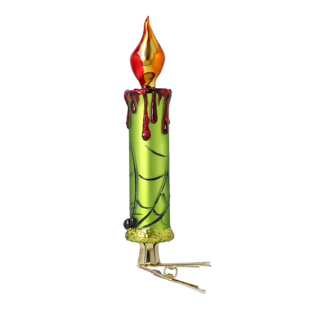 Sanguine Verdant Taper | Hand-Painted Glass Ornament | Blubom 2025-167