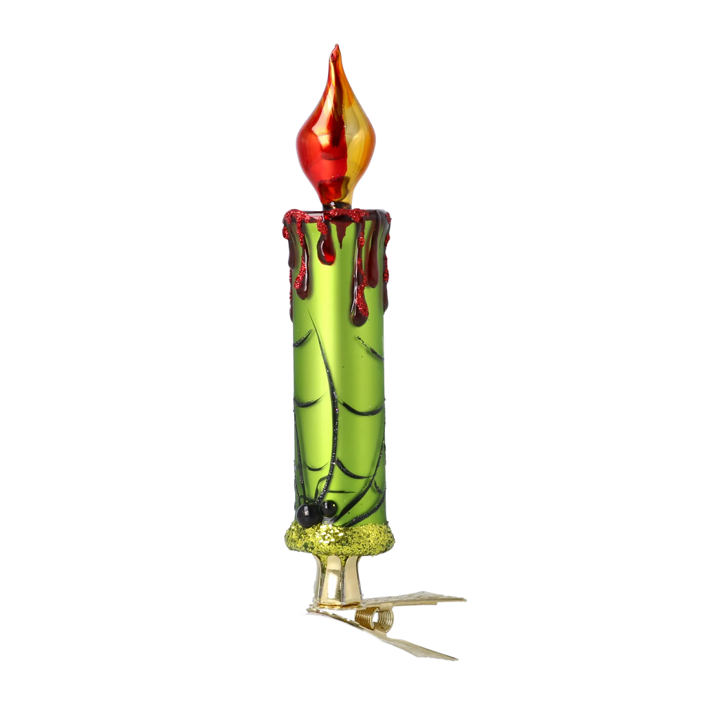 Sanguine Verdant Taper | Hand-Painted Glass Ornament | Blubom 2025-167