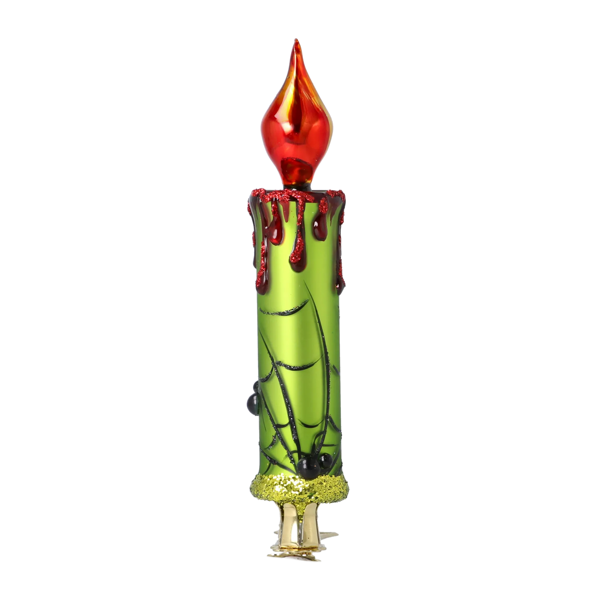 Sanguine Verdant Taper | Hand-Painted Glass Ornament | Blubom 2025-167