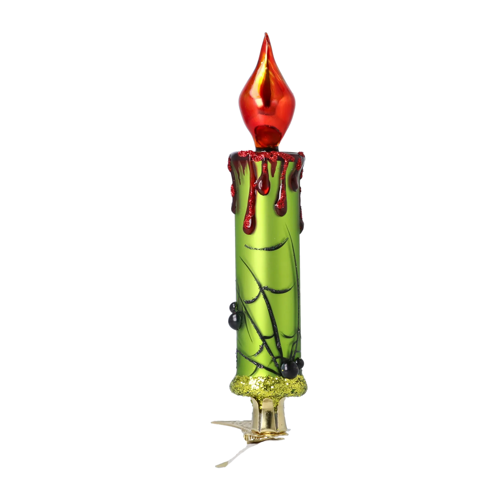 Sanguine Verdant Taper | Hand-Painted Glass Ornament | Blubom 2025-167