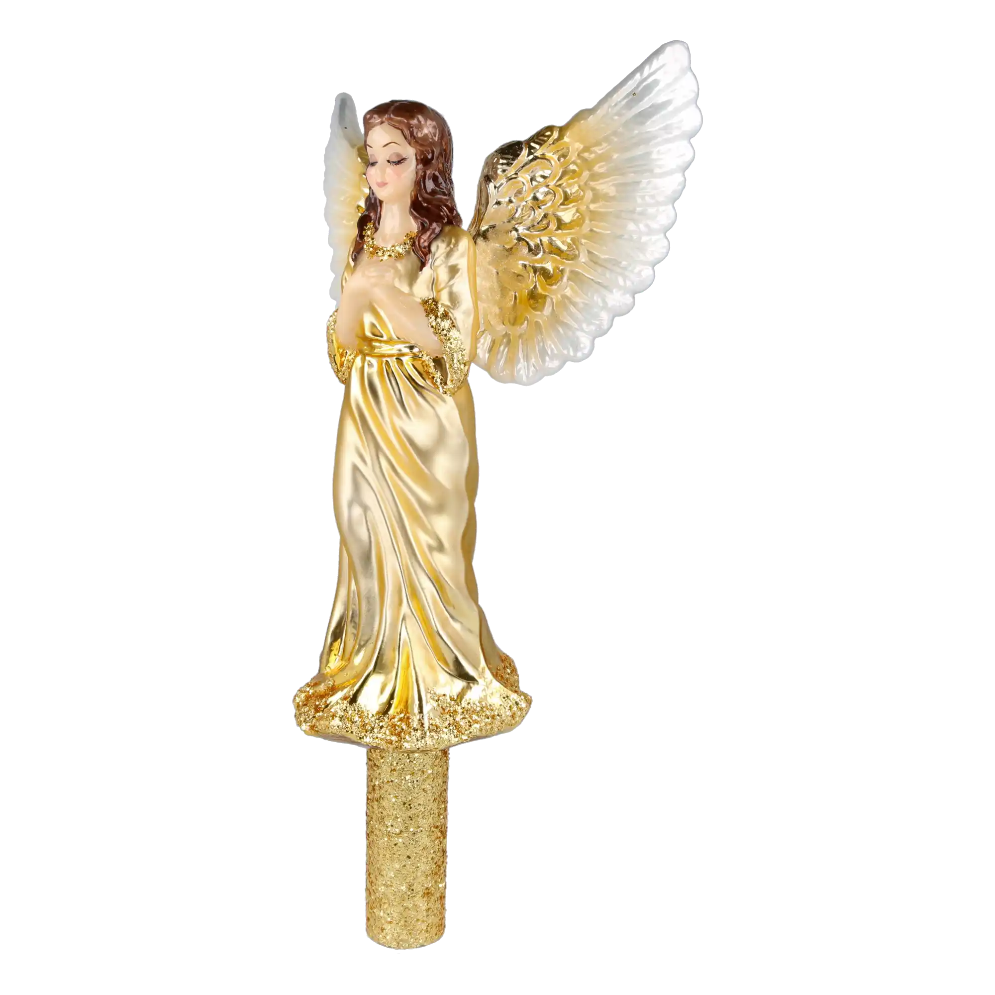 Golden Angel of Glory Handmade Glass Christmas ornament Tree Topper