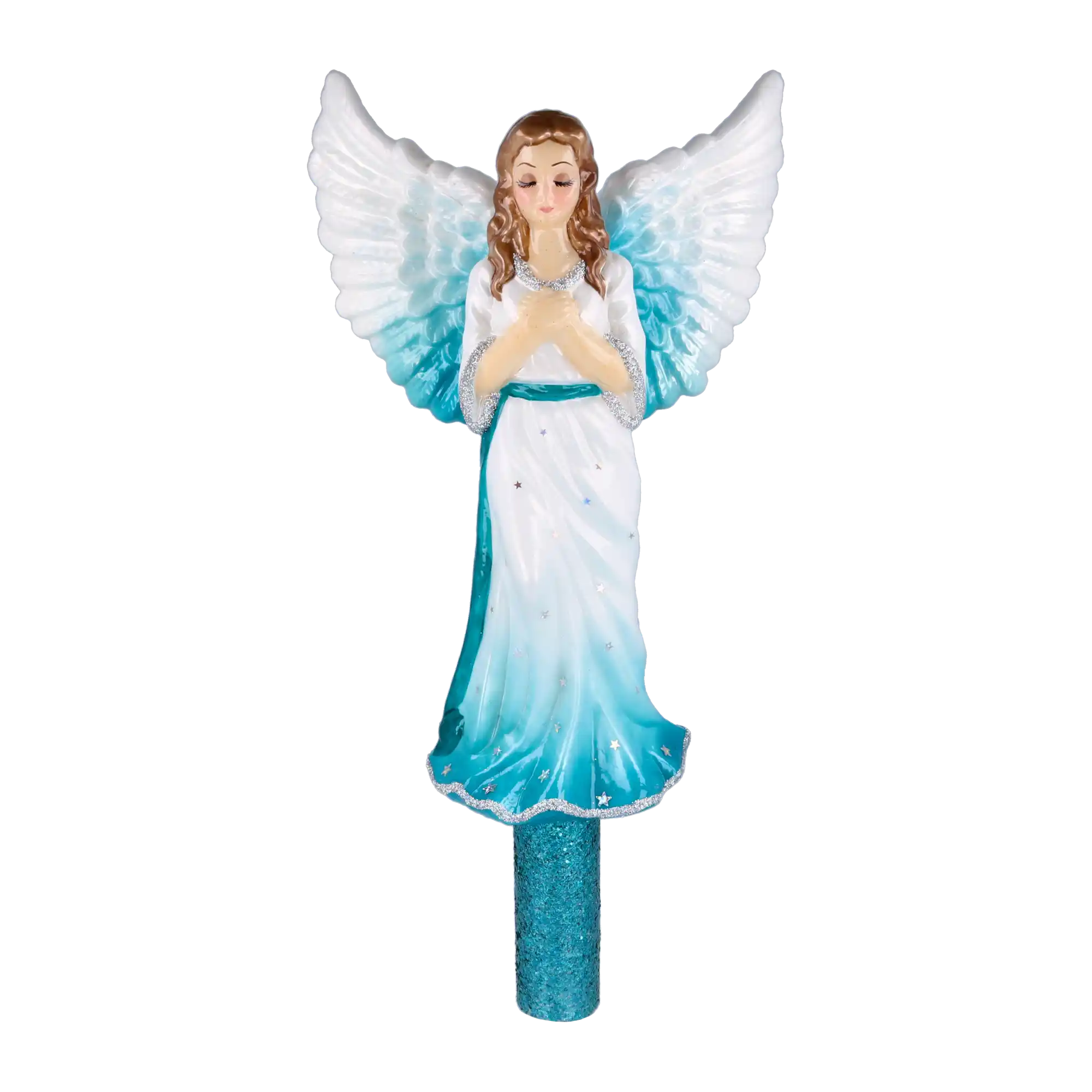 Blue Celestial Angel Glass Christmas Tree Topper