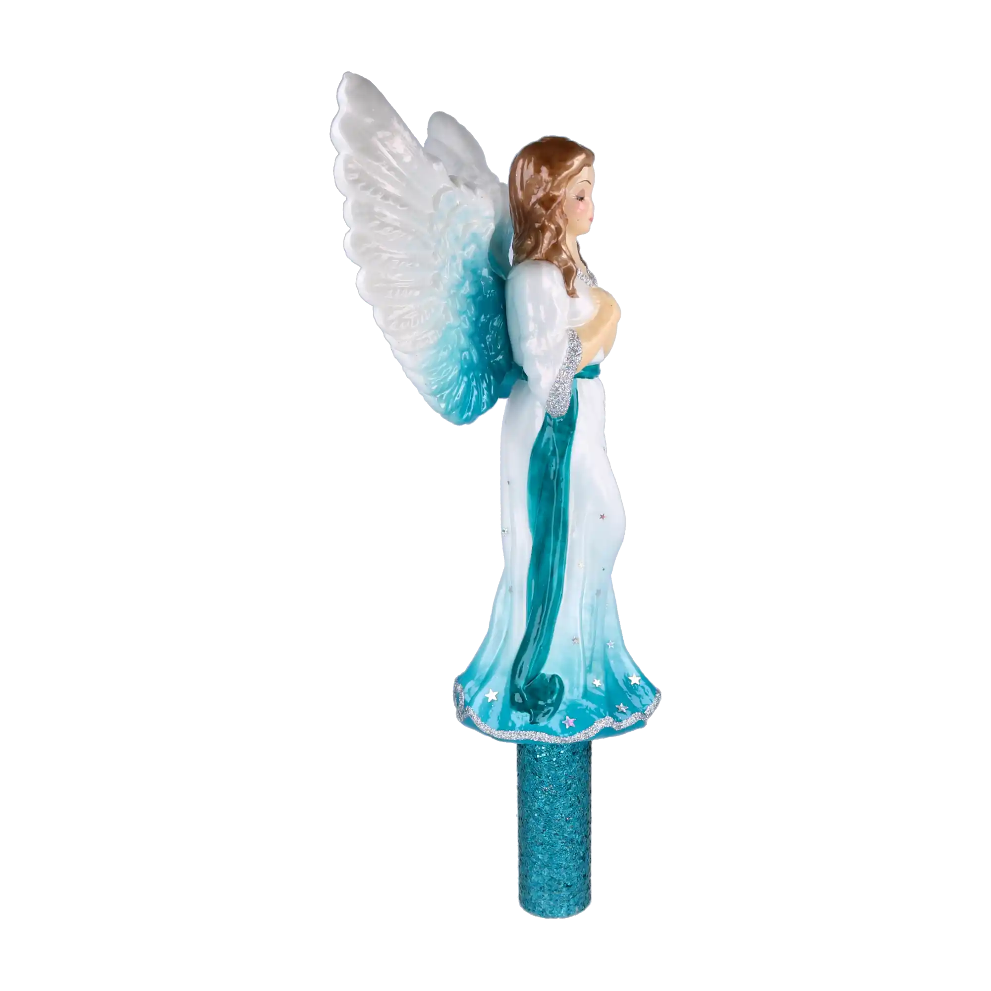 Blue Celestial Angel Glass Christmas Tree Topper