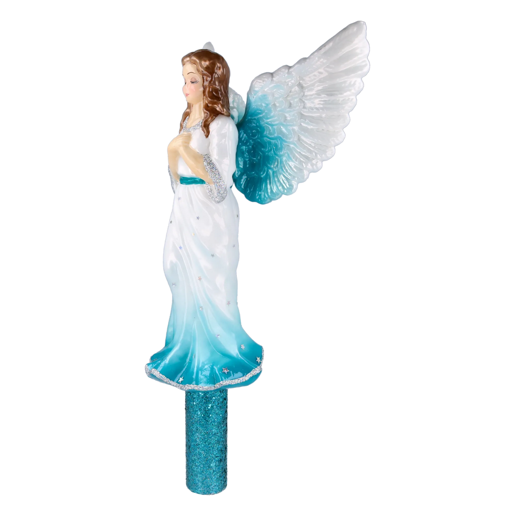 Serene Azure Seraph | Hand-Painted Glass Ornament | Blubom 2025-177