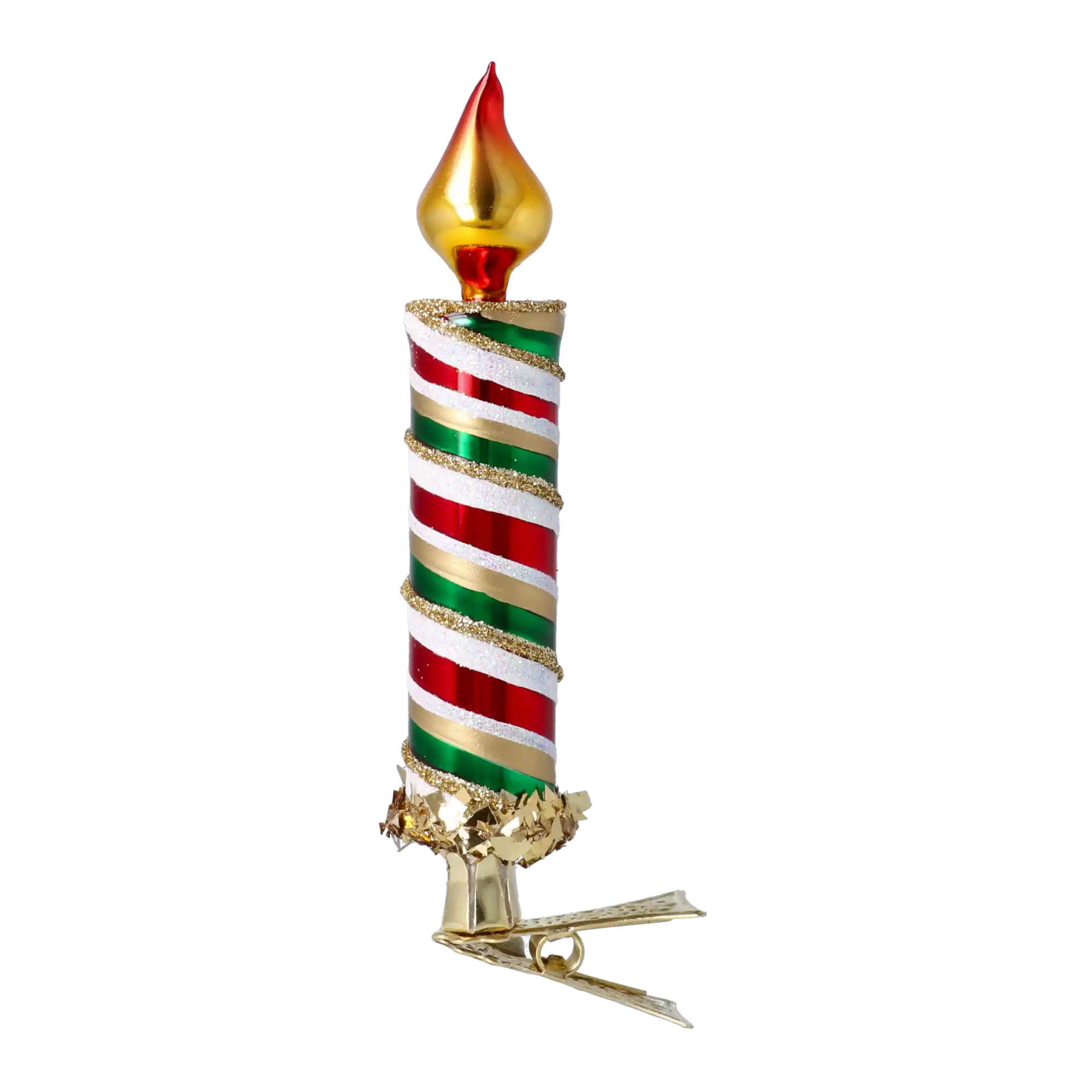 Festive Flame  Handmade Glass Christmas ornaments Candle free blowing