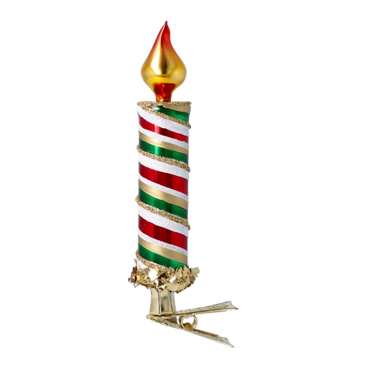 Festive Flame  Handmade Glass Christmas ornaments Candle free blowing
