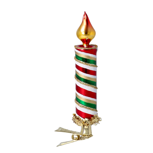 Festive Flame  Handmade Glass Christmas ornaments Candle free blowing