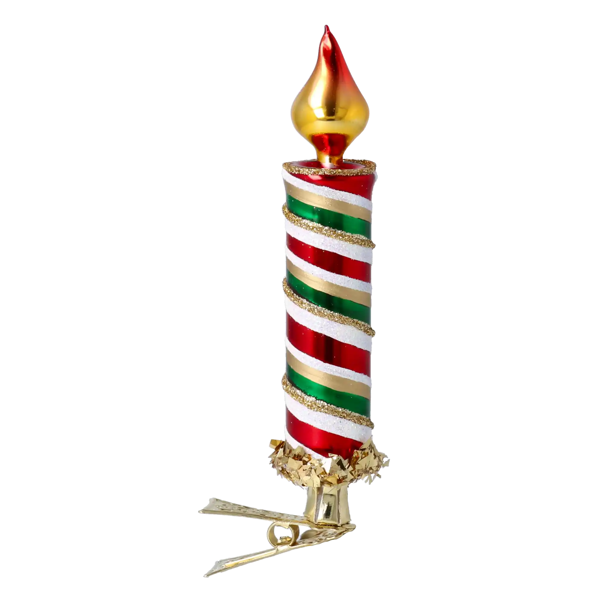 Festive Flame  Handmade Glass Christmas ornaments Candle free blowing