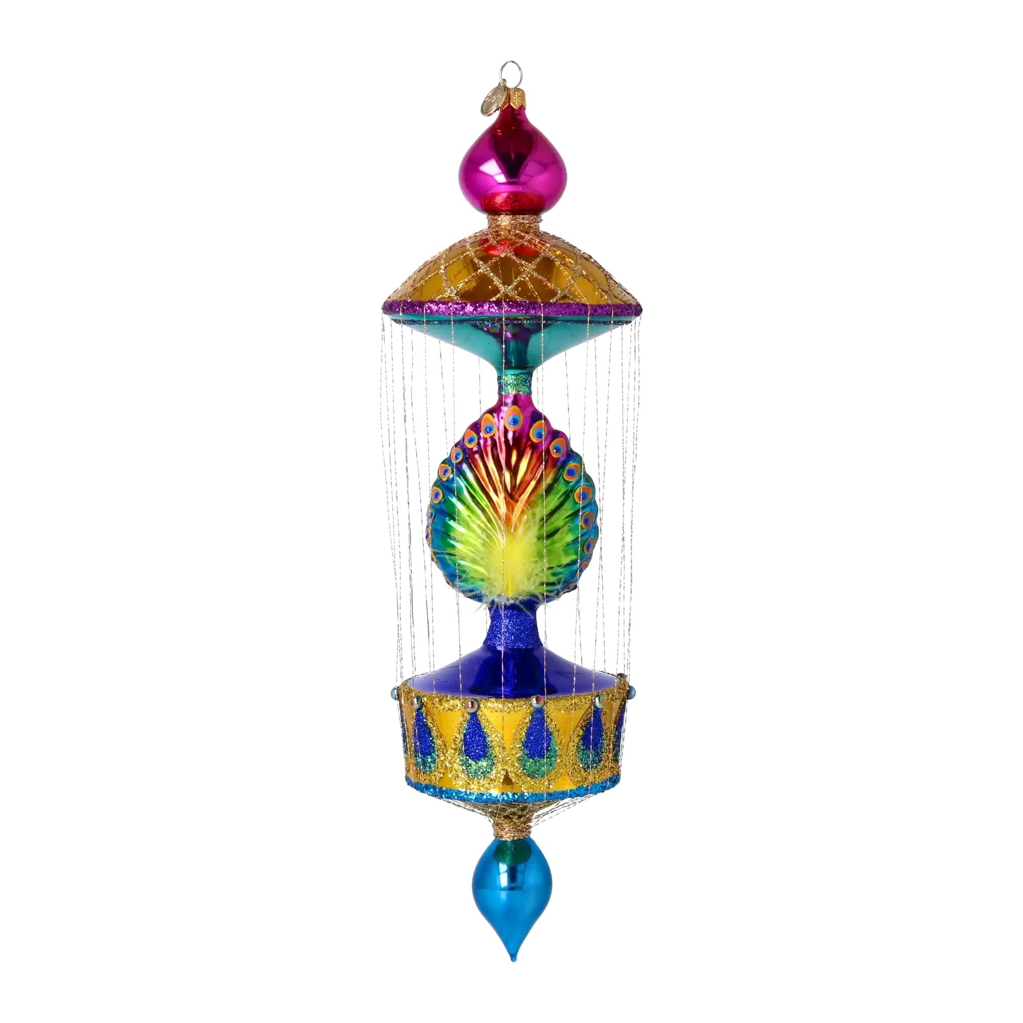 Majestic Peacock luxurious  glass, hand-painted glass christmas ornaments