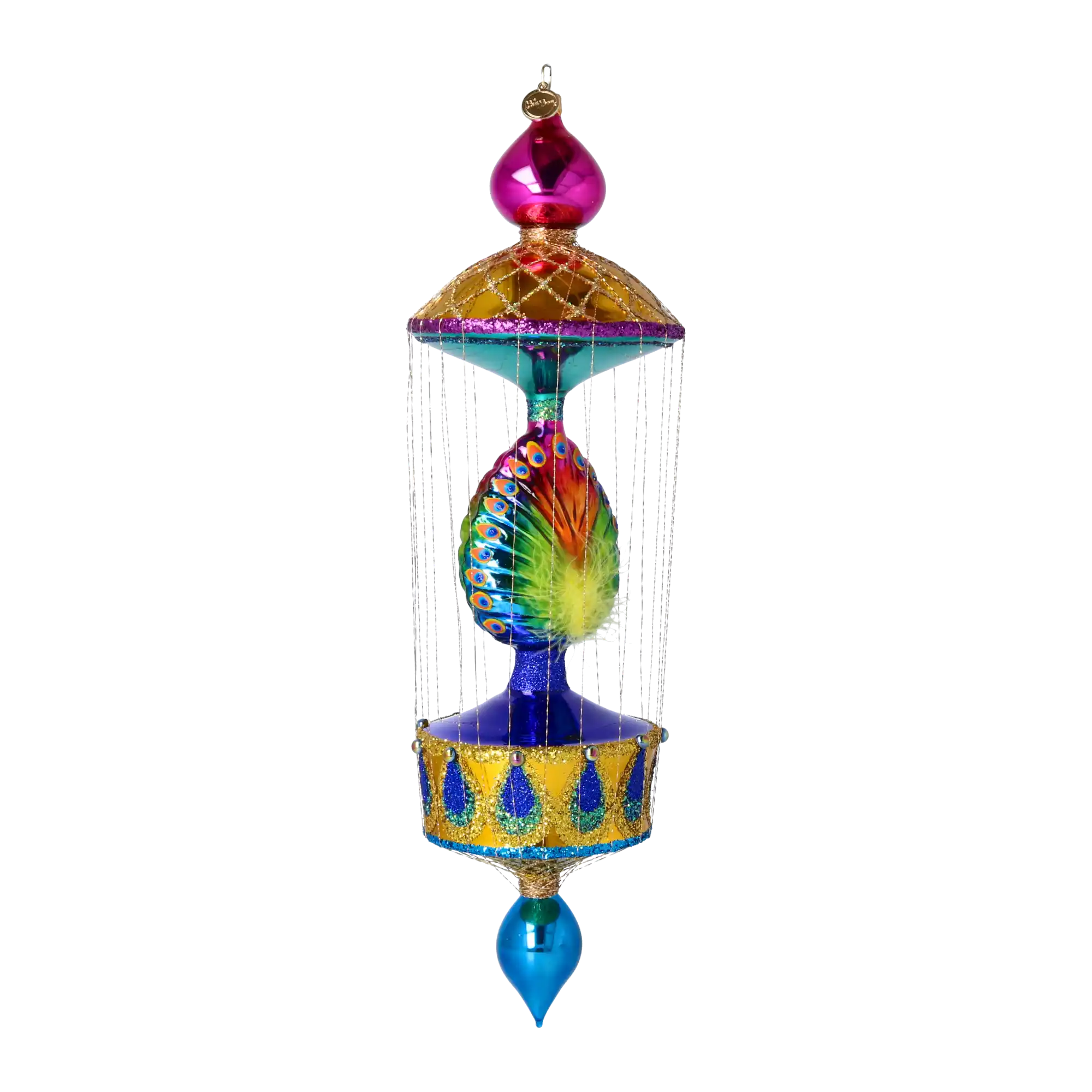 Majestic Peacock luxurious  glass, hand-painted glass christmas ornaments