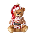 Load image into Gallery viewer, Golden Santa Teddy Premium christmas glass ornament 2025-184
