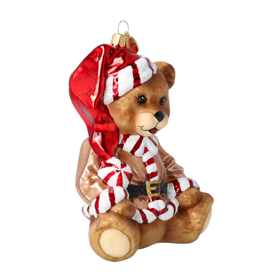Golden Santa Teddy Premium christmas glass ornament 2025-184