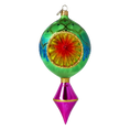 Load image into Gallery viewer, Emerald Glow Retro Glass Reflector Ornament  Handmade Glass Christmas ornament
