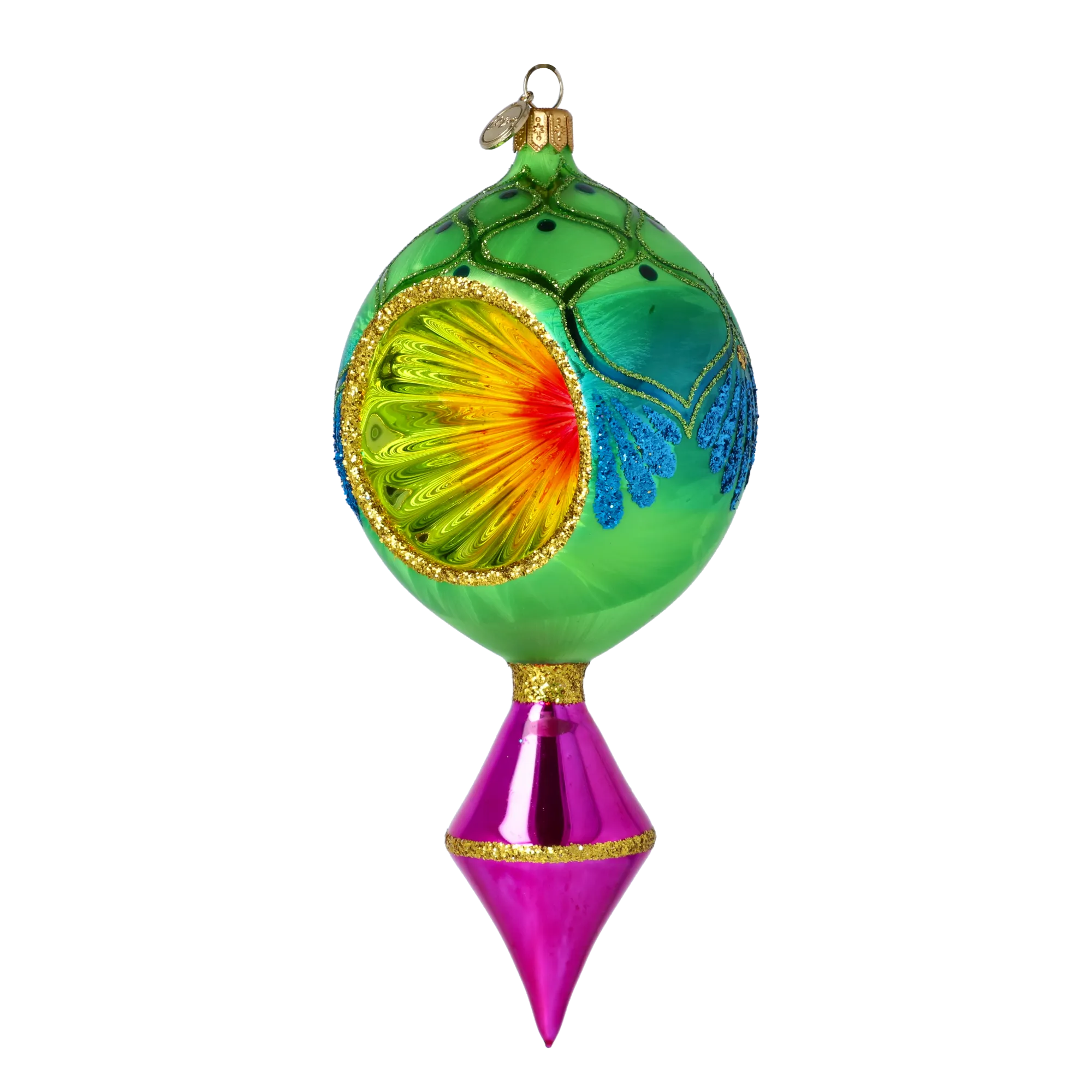 Emerald Glow Retro Glass Reflector Ornament  Handmade Glass Christmas ornament 2025-186