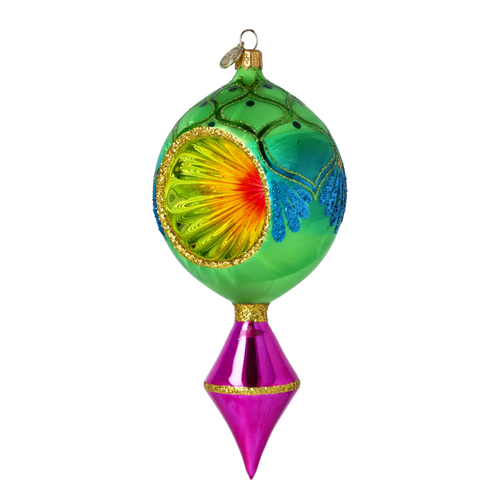 Emerald Zenith Pulse | Hand-Painted Glass Ornament | Blubom 2025-186