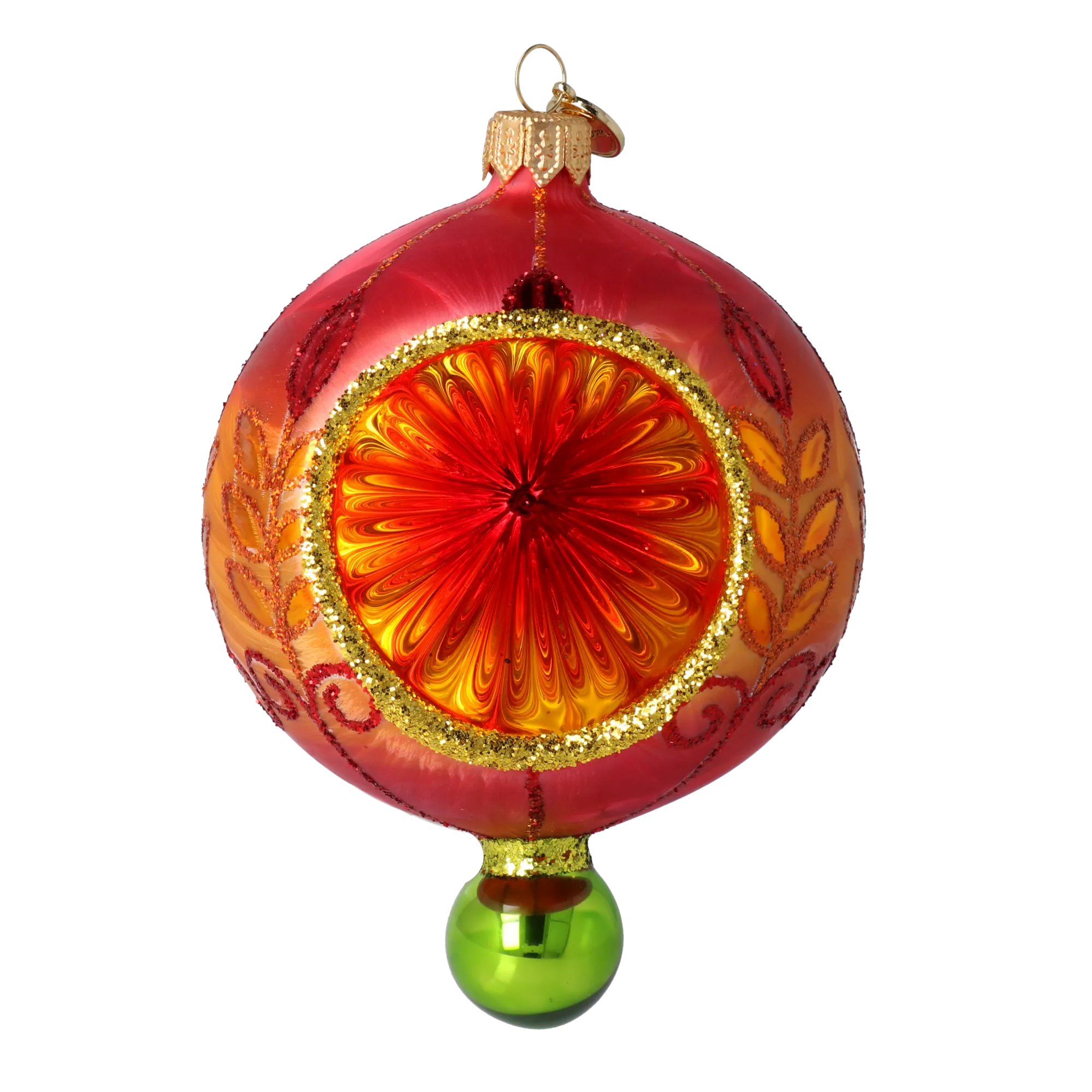 Fiery Blossom Glass Ornament Handcrafted Reflector Ornament 2025-187