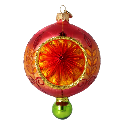 Fiery Blossom Glass Ornament Handcrafted Reflector Ornament 2025-187