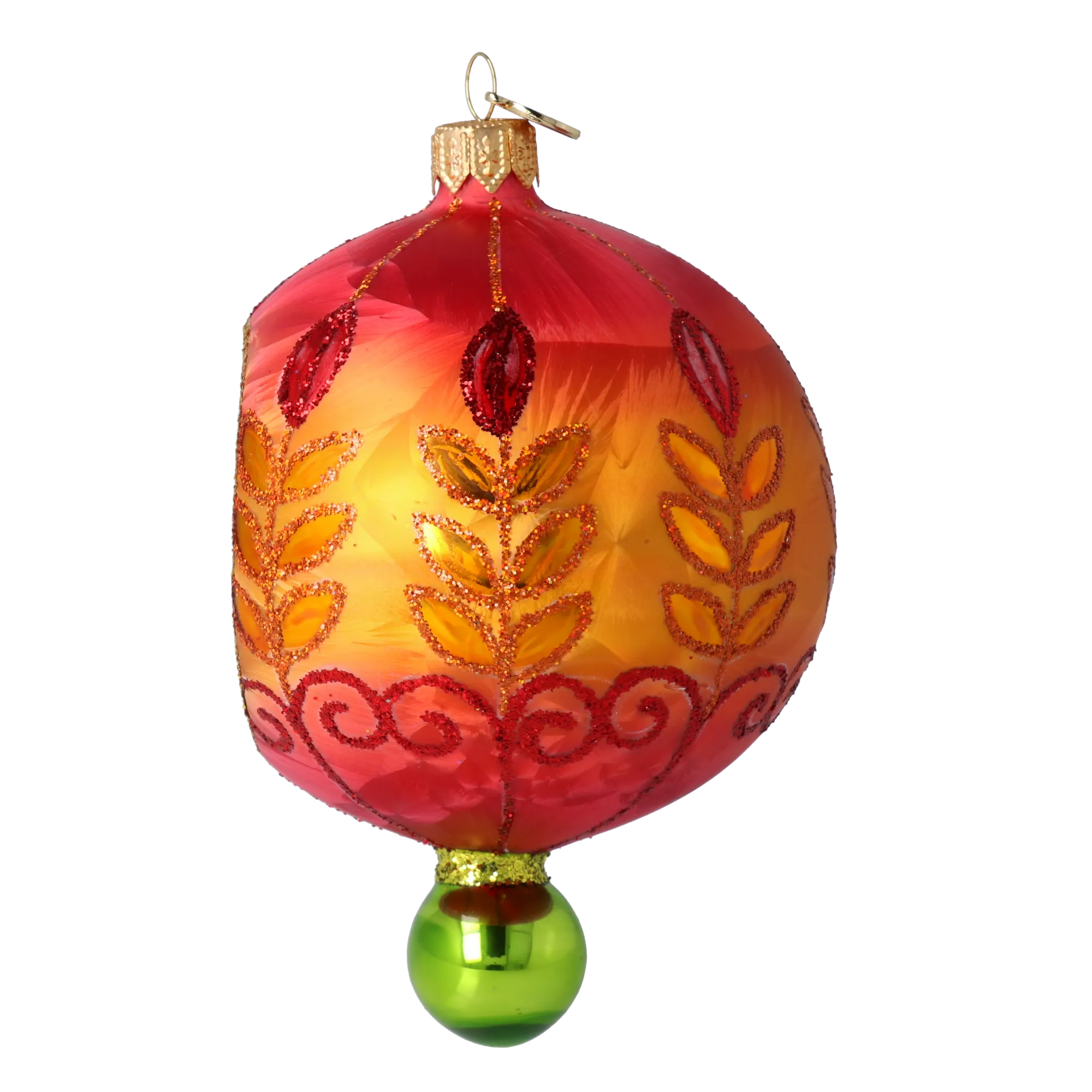 Cinnabar Solstice | Hand-Painted Glass Ornament | Blubom 2025-187