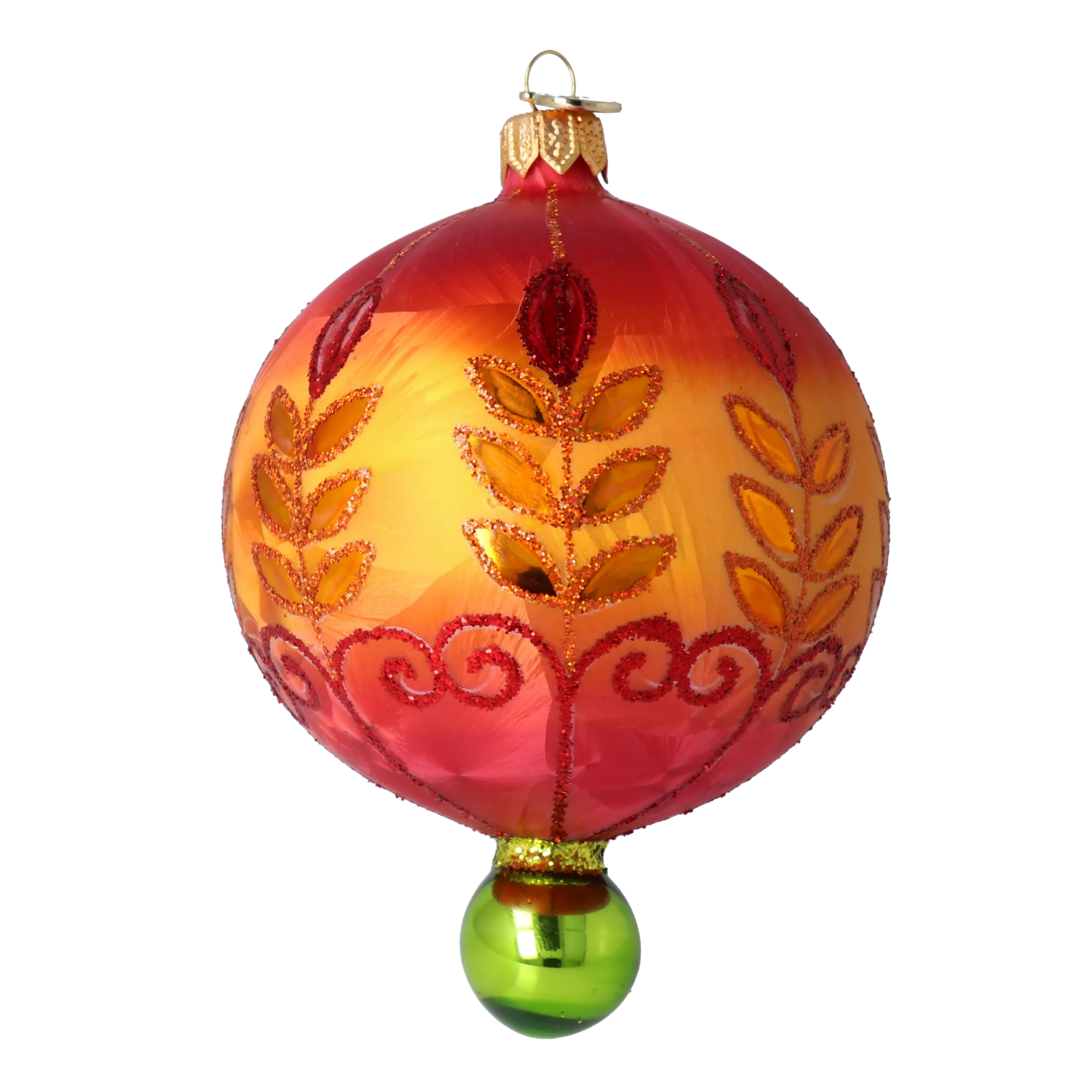 Fiery Blossom Glass Ornament Handcrafted Reflector Ornament 2025-187