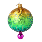 Saffron Meridian Bloom | Hand-Painted Glass Ornament | Blubom 2025-188