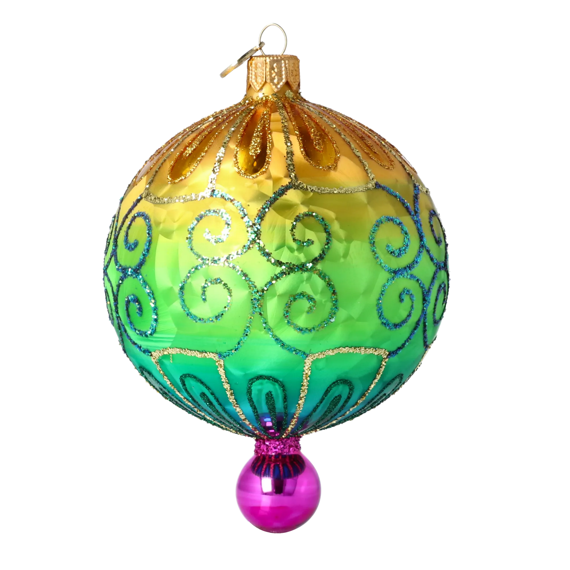 Saffron Meridian Bloom | Hand-Painted Glass Ornament | Blubom 2025-188