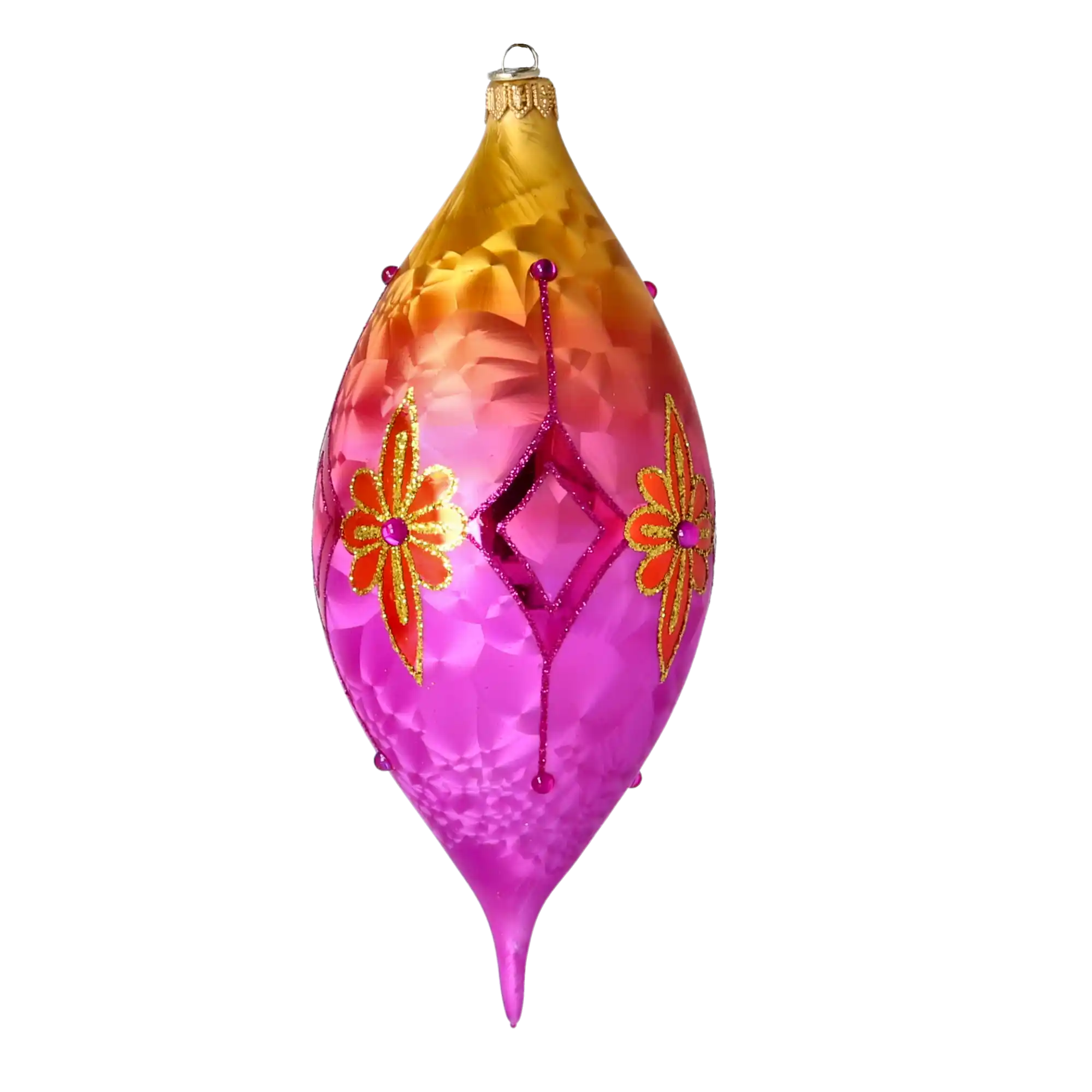 Pink Sunrise Glass Ornament Handcrafted Reflector Ornament