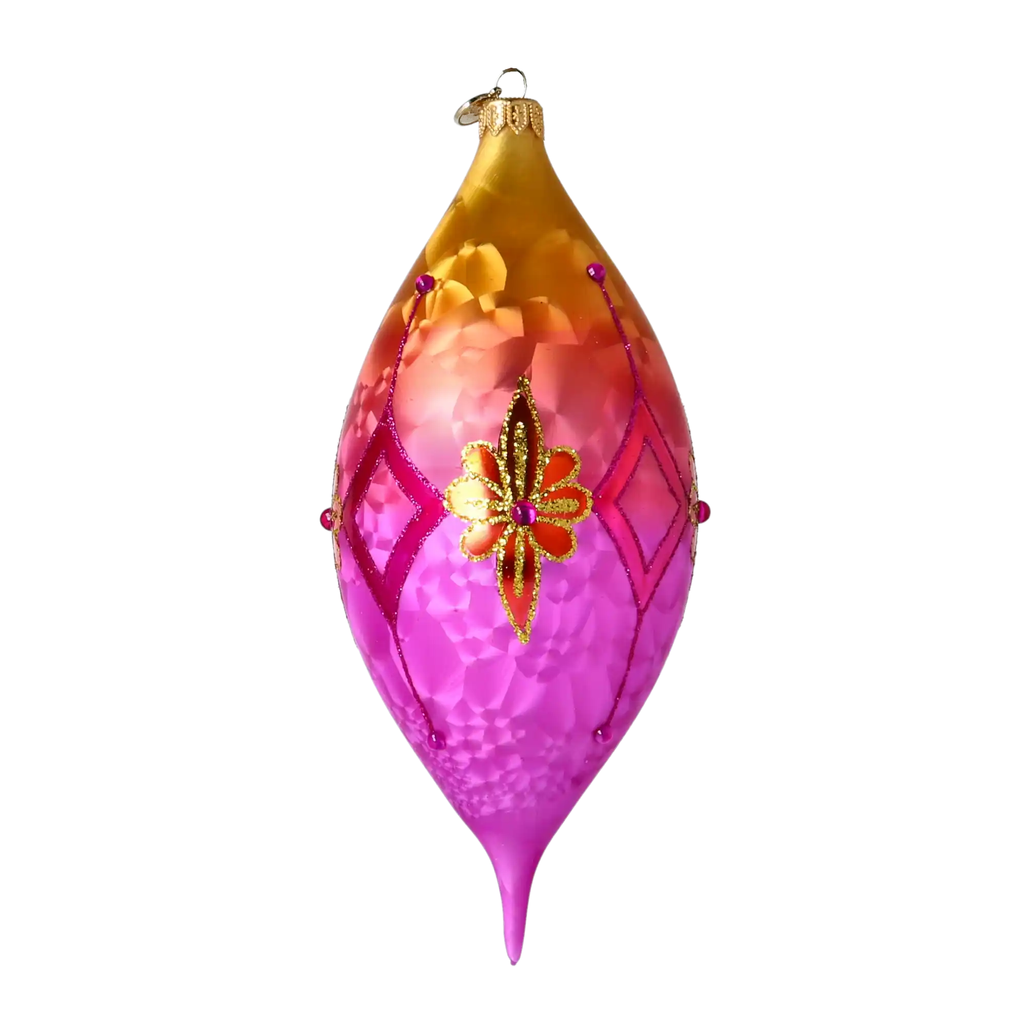 Pink Sunrise Glass Ornament Handcrafted Reflector Ornament